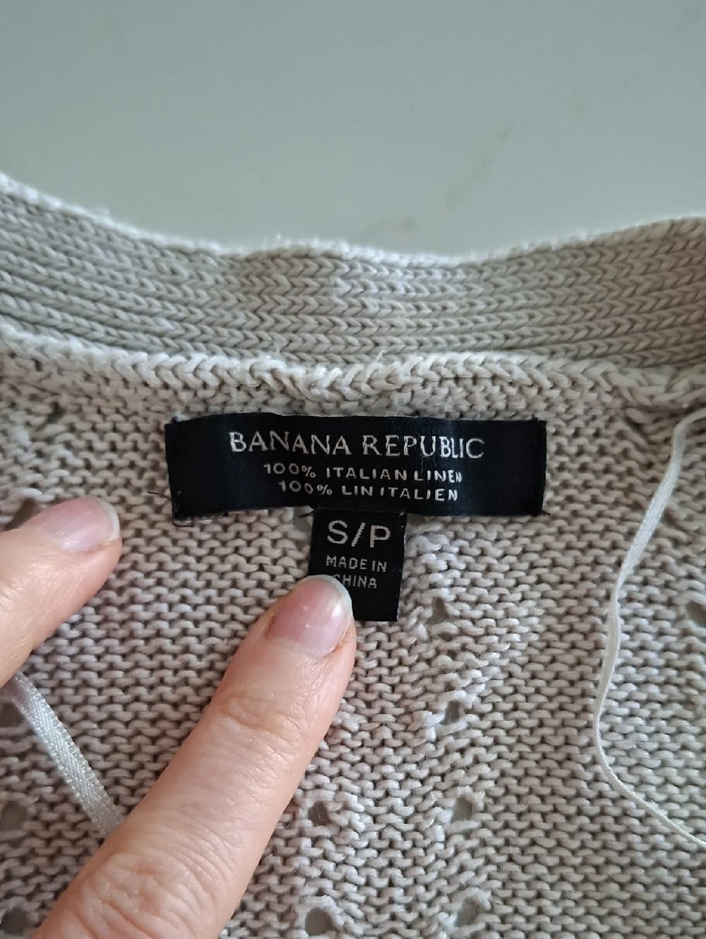 Banana Republic 100% Italian Linen Beige Cable-knit/Open-front Cardigan (Small) - Picture 5 of 6